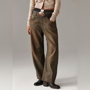 NWT We The Free Good Luck Barrel Coated Jeans 27 New Moon Brown